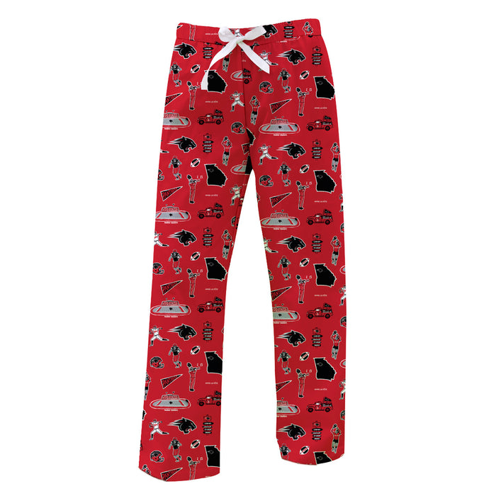 Clark Atlanta University Panthers Repeat Print Hand Sketched Vive La Fete Impressions Artwork Womens  Red  Lounge Pants