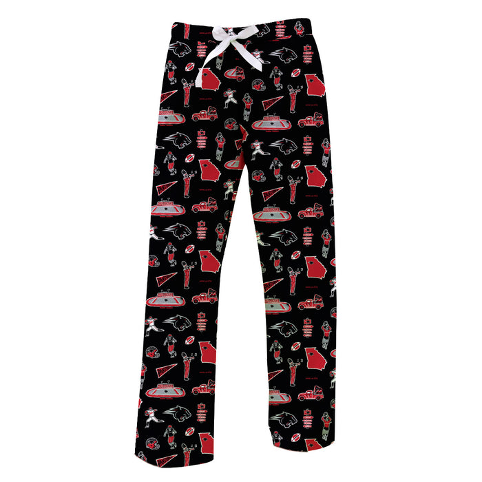 Clark Atlanta University Panthers Repeat Print Hand Sketched Vive La Fete Impressions Artwork Womens  Black  Lounge Pant