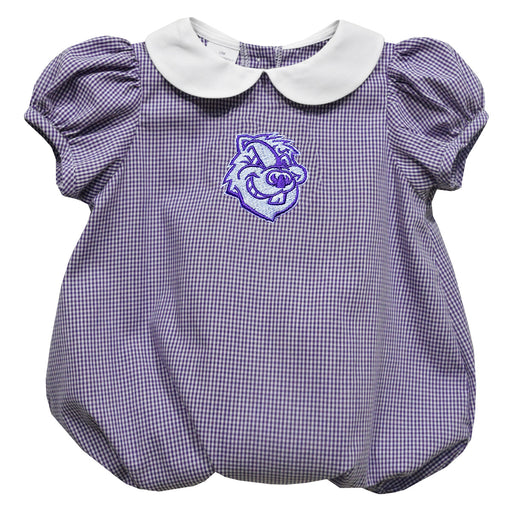 City College of New York Beavers Embroidered Purple Girls Baby Bubble Short Sleeve