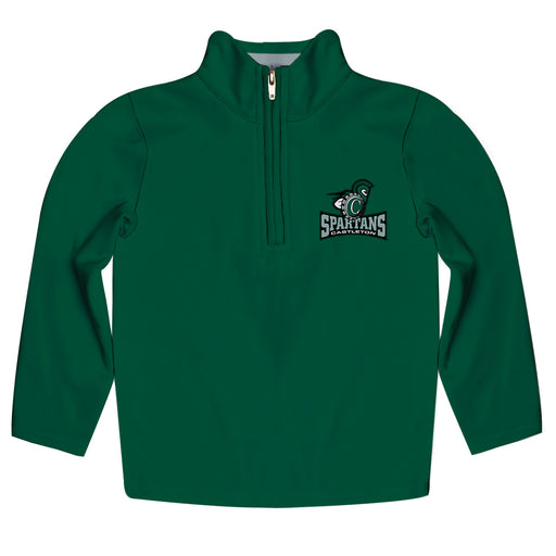 Castleton University Spartans Vive La Fete Game Day Solid Green Quarter Zip Pullover Sleeves