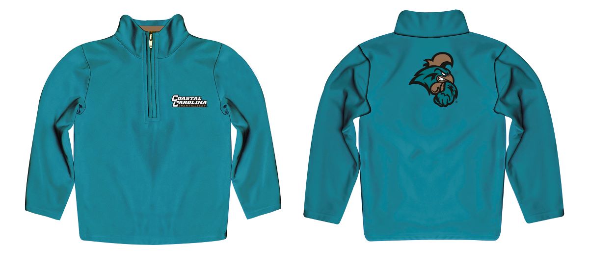 Coastal Carolina Chanticleers CCU Vive La Fete Game Day Solid Teal Quarter Zip Pullover Sleeves