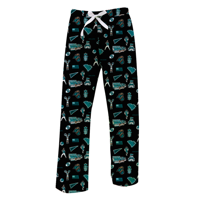 Coastal Carolina Chanticleers CCU Repeat Print Hand Sketched Vive La Fete Impressions Artwork Womens  Black  Lounge Pant