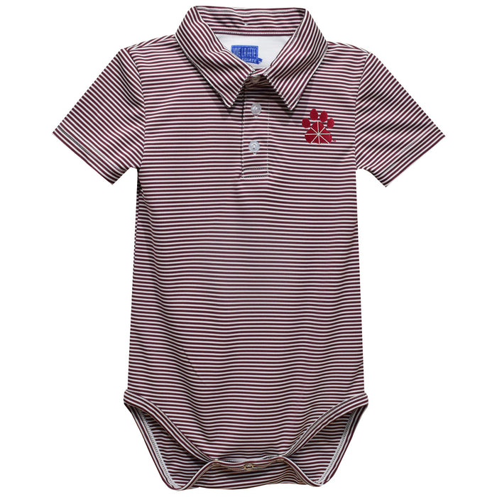 Chapman University Panthers Embroidered Maroon Stripe Knit Boys Polo Bodysuit