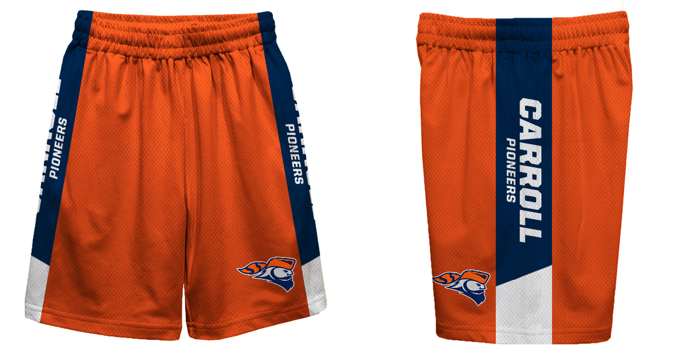 Carroll Pioneers Vive La Fete Game Day Orange Stripes Boys Solid Navy Athletic Mesh Short - Vive La Fête - Online Apparel Store