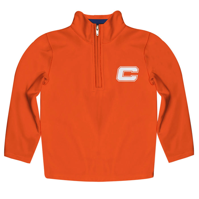 Carroll Pioneers Vive La Fete Game Day Solid Orange Quarter Zip Pullover Sleeves