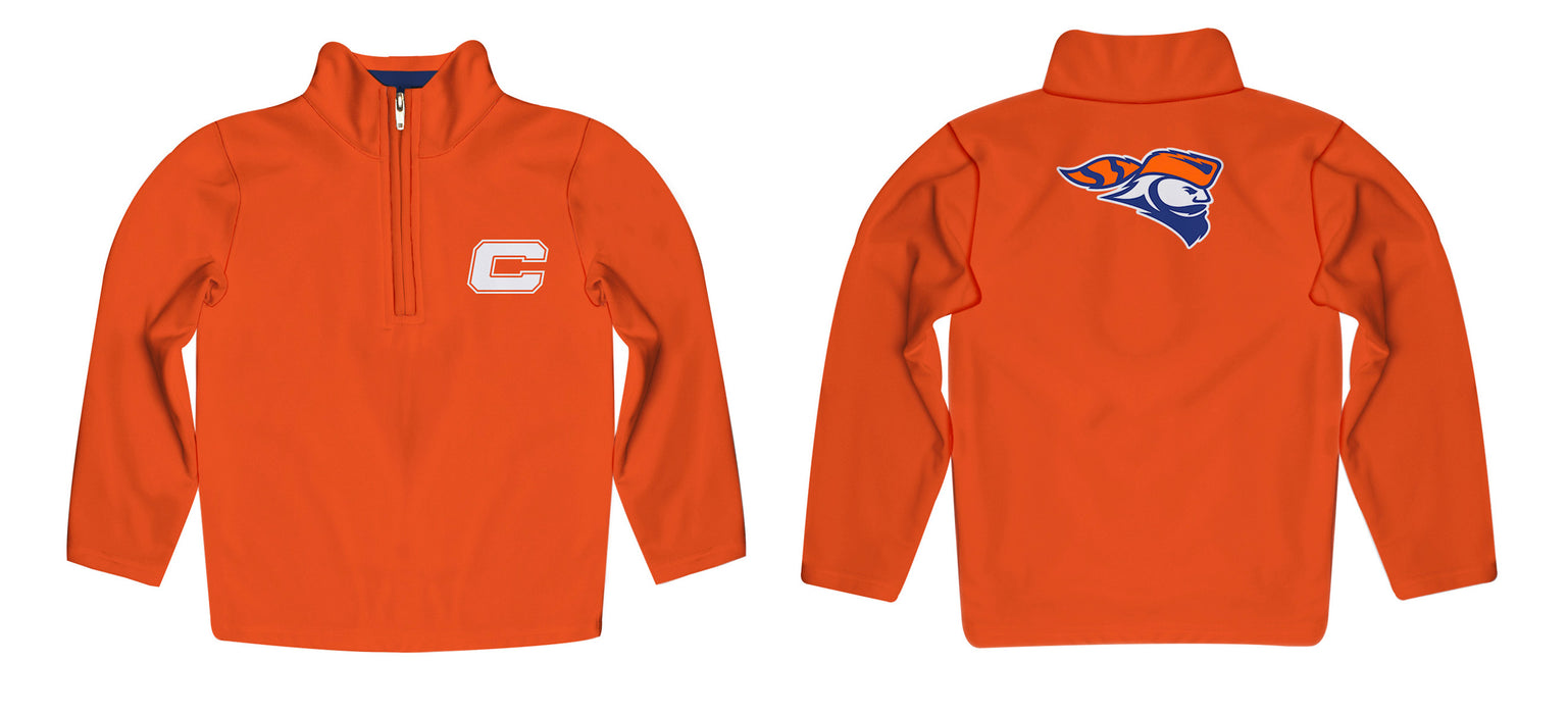 Carroll Pioneers Vive La Fete Game Day Solid Orange Quarter Zip Pullover Sleeves