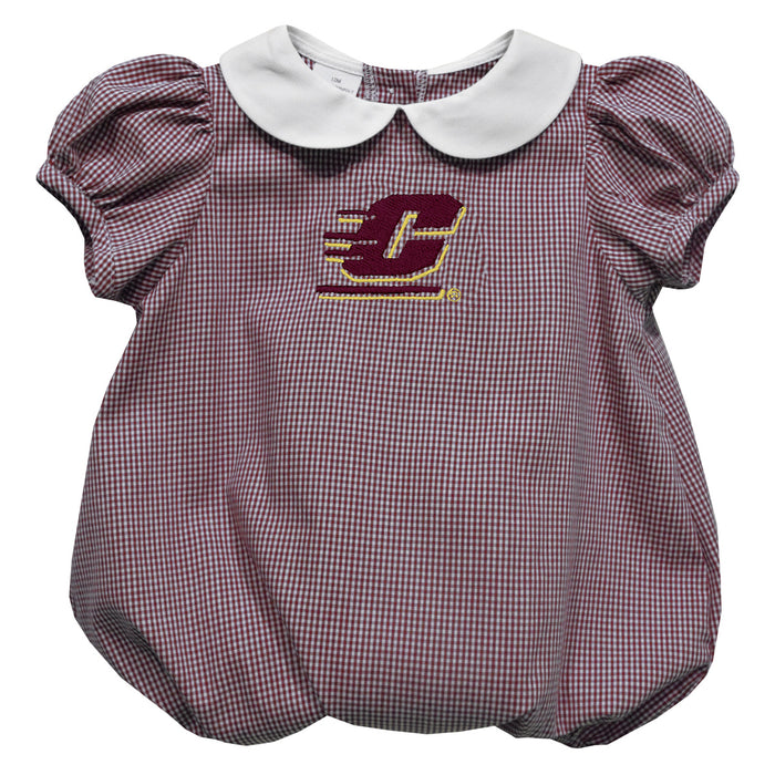 Central Michigan Chippewas Embroidered Maroon Girls Baby Bubble Short Sleeve