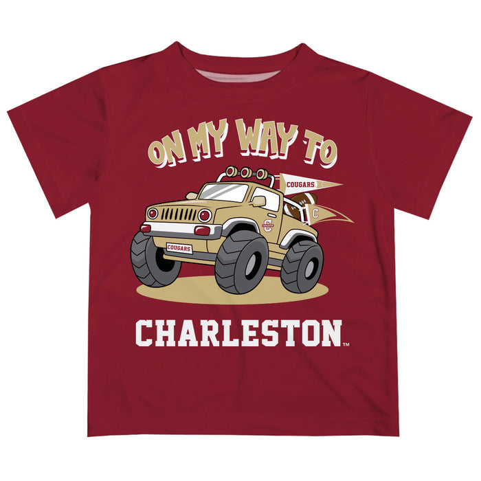 Charleston Cougars COC  Vive La Fete Monster Truck Boys Game Day Maroon Short Sleeve Tee