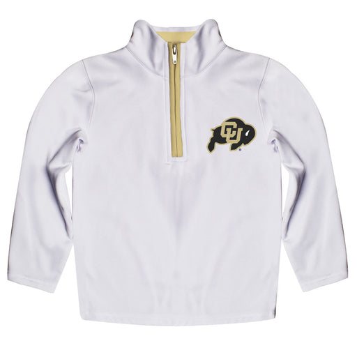 Colorado Buffaloes CU Hand Sketched Vive La Fete Impressions Artwork  White Quarter Zip Pullover V1