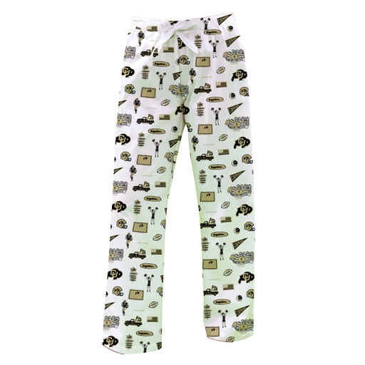 Colorado Buffaloes CU Repeat Print Hand Sketched Vive La Fete Impressions Artwork Womens  White  Lounge Pants