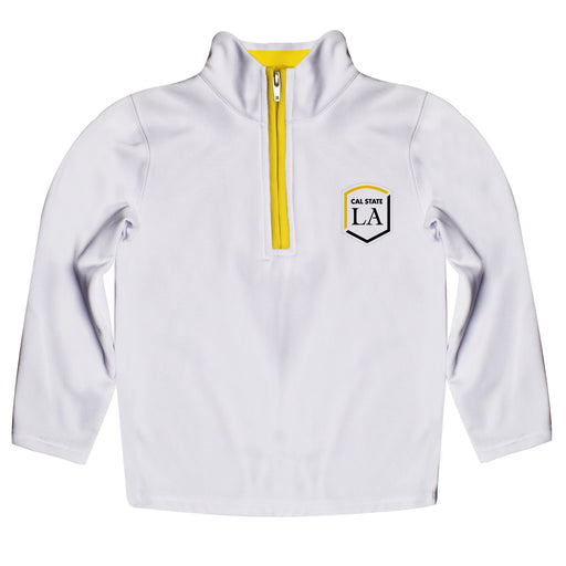 Cal State Los Angeles Golden Eagles Hand Sketched Vive La Fete Impressions Artwork  White Quarter Zip Pullover V1