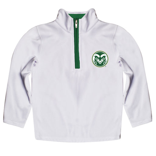 Colorado State Rams CSU Hand Sketched Vive La Fete Impressions Artwork  White Quarter Zip Pullover V1