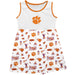 Clemson Tigers Sleeveless Tank Dress Girls White Logo and Repeat Print Hand Sketched Vive La Fete Impressions Artwork