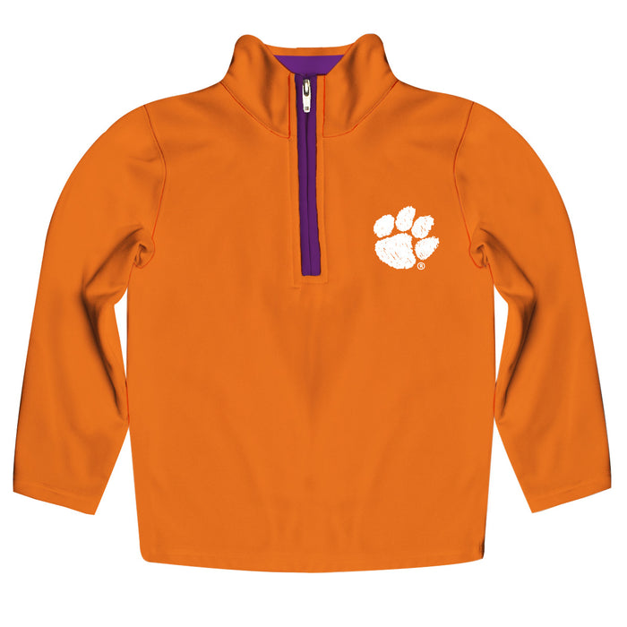 Clemson Tigers Hand Sketched Vive La Fete Impressions Artwork  Orange Quarter Zip Pullover V1