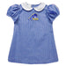 Delaware Blue Hens Embroidered Royal Gingham Short Sleeve A Line Dress