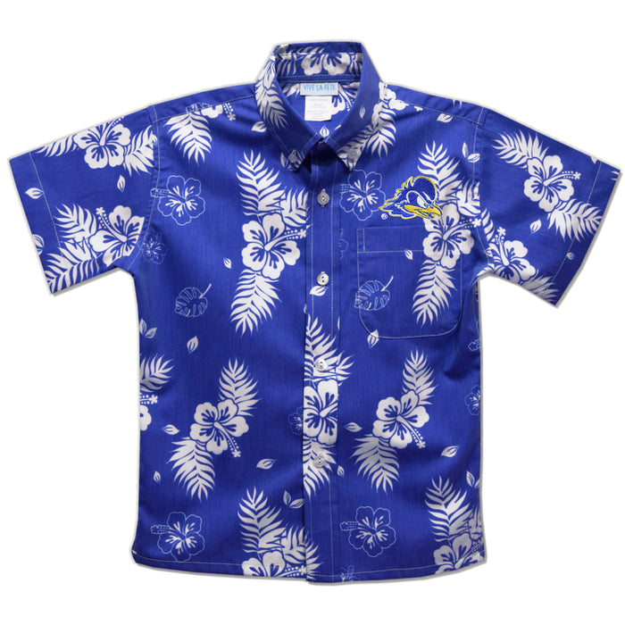 Delaware Blue Hens Royal Hawaiian Short Sleeve Button Down Shirt