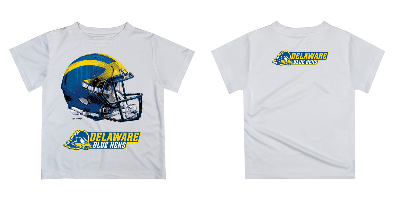 Delaware Blue Hens Original Dripping Football Helmet Yellow T-Shirt by Vive La Fete