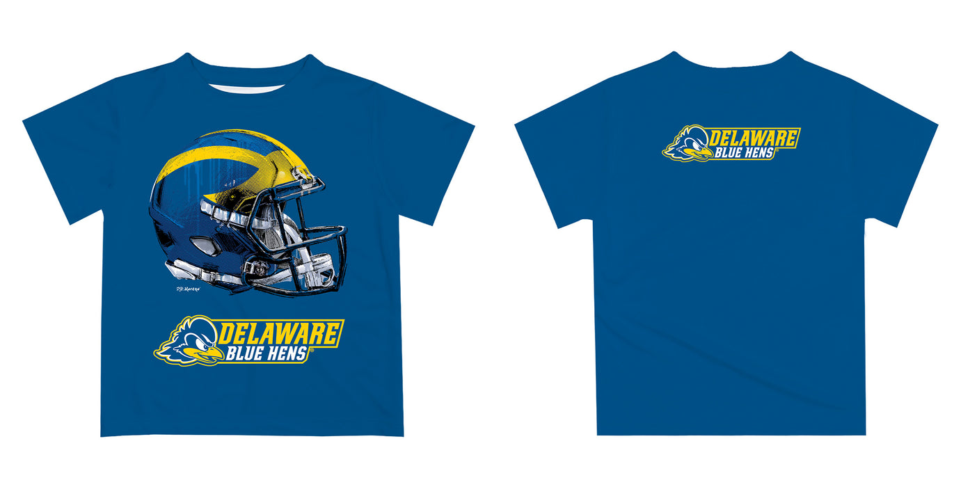 Delaware Blue Hens Original Dripping Football Helmet Yellow T-Shirt by Vive La Fete