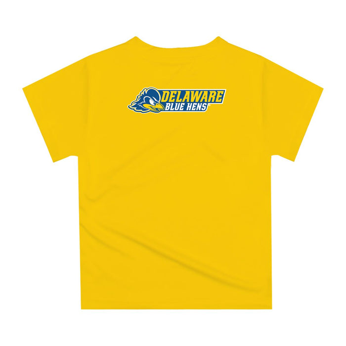 Delaware Blue Hens Original Dripping Football Helmet Yellow T-Shirt by Vive La Fete