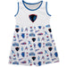 Depaul Blue Demons Sleeveless Tank Dress Girls White Repeat Print Hand Sketched Vive La Fete Impressions