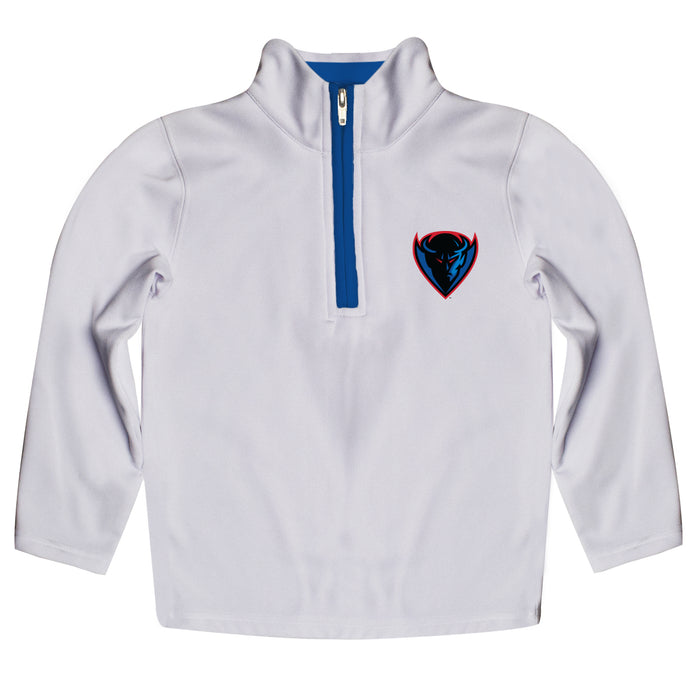 Depaul Blue Demons Hand Sketched Vive La Fete Impressions Artwork  White Quarter Zip Pullover V1