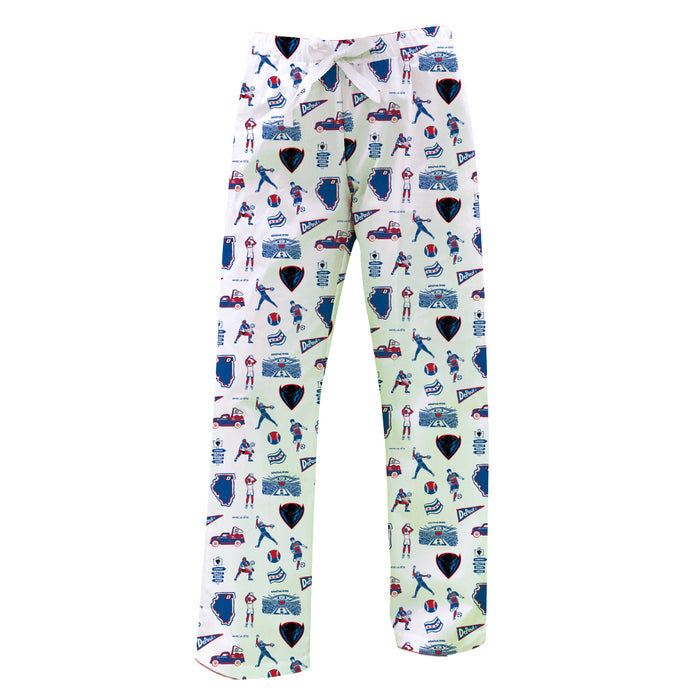 Depaul Blue Demons Repeat Print Hand Sketched Vive La Fete Impressions Artwork Womens  White  Lounge Pants