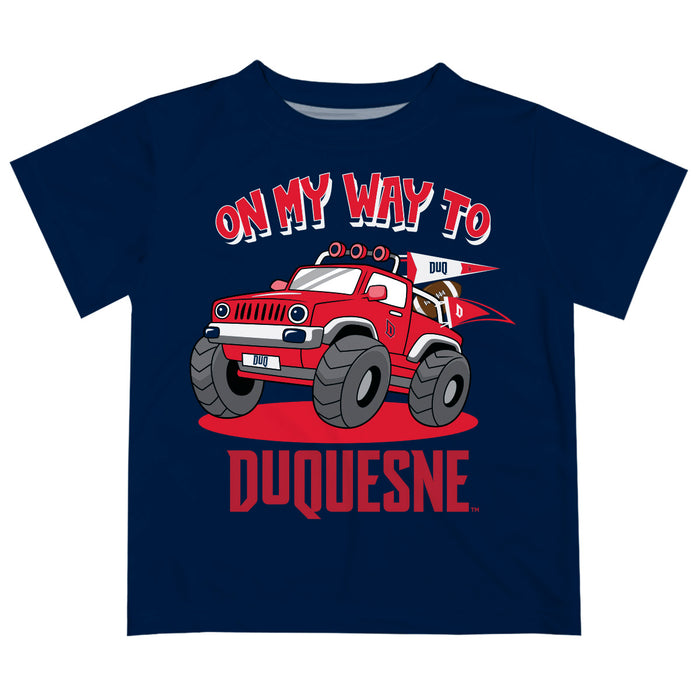 Duquesne Dukes  Vive La Fete Monster Truck Boys Game Day Blue Short Sleeve Tee