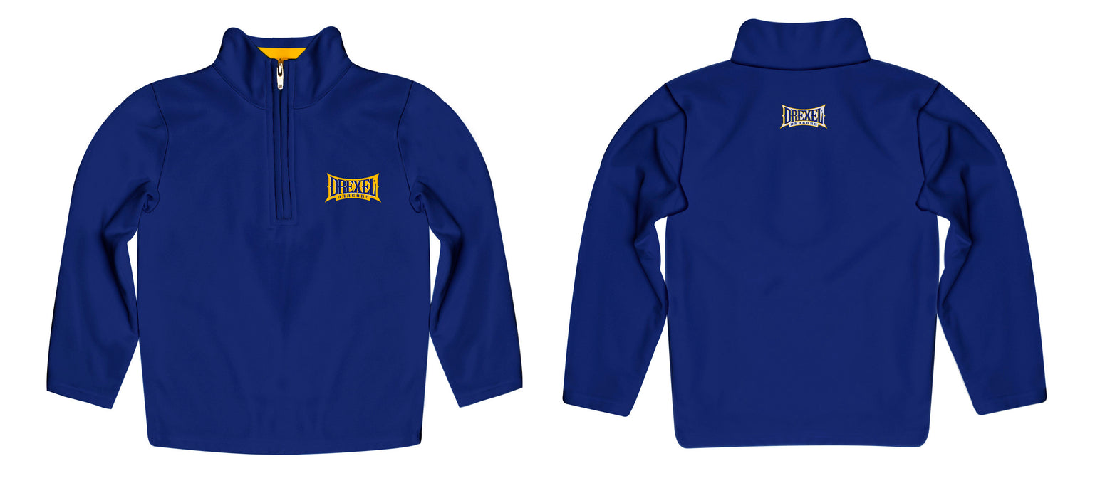 Drexel Dragon Vive La Fete Logo and Mascot Name Womens Blue Quarter Zip Pullover - Vive La Fête - Online Apparel Store