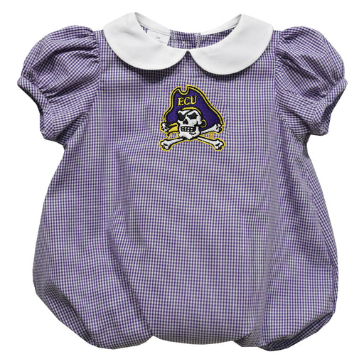 East Carolina Pirates Embroidered Purple Girls Baby Bubble Short Sleeve