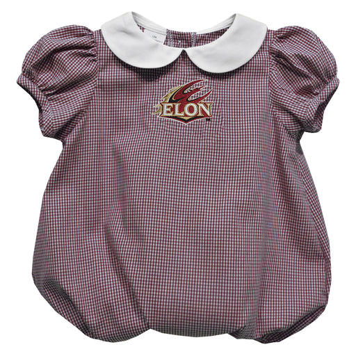 Elon University Phoenix Embroidered Maroon Girls Baby Bubble Short Sleeve