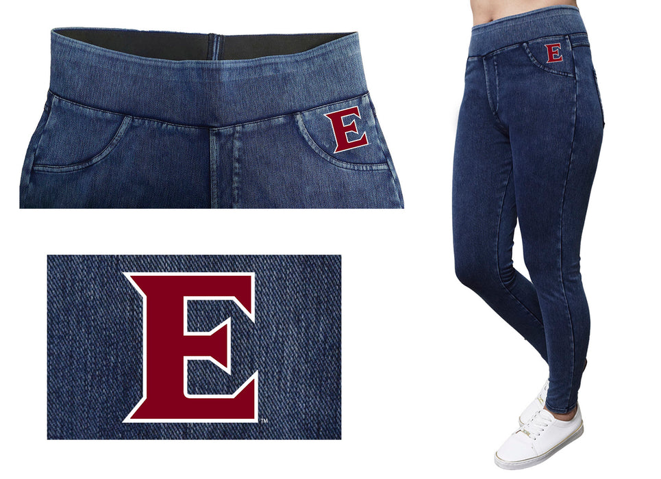 Elon University Phoenix Vive La Fete Game Day Collegiate Logo on Fake Pocket Women Maroon Jeggings