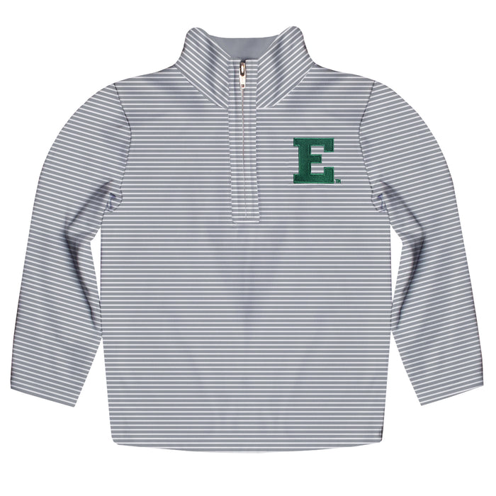 Eastern Michigan Eagles Embroidered Womens Gray Stripes Quarter Zip Pullover