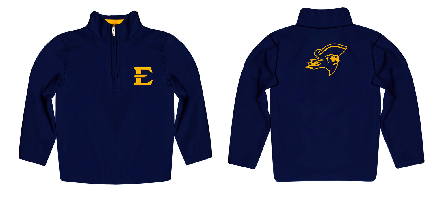 East Tennessee Buccaneers Vive La Fete Game Day Solid Navy Quarter Zip Pullover Sleeves - Vive La Fête - Online Apparel Store