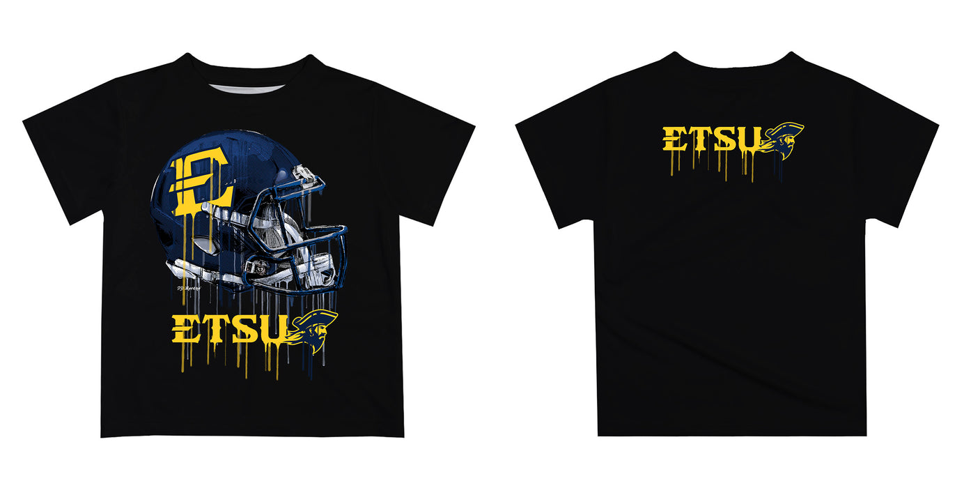 East Tennessee Buccaneers Original Dripping Football Helmet Black T-Shirt by Vive La Fete