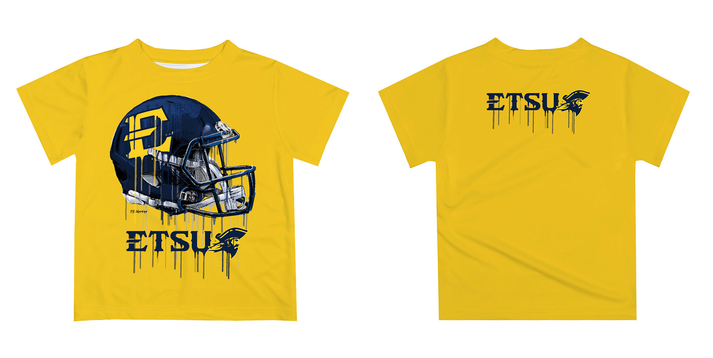 East Tennessee Buccaneers Original Dripping Football Helmet Yellow T-Shirt by Vive La Fete