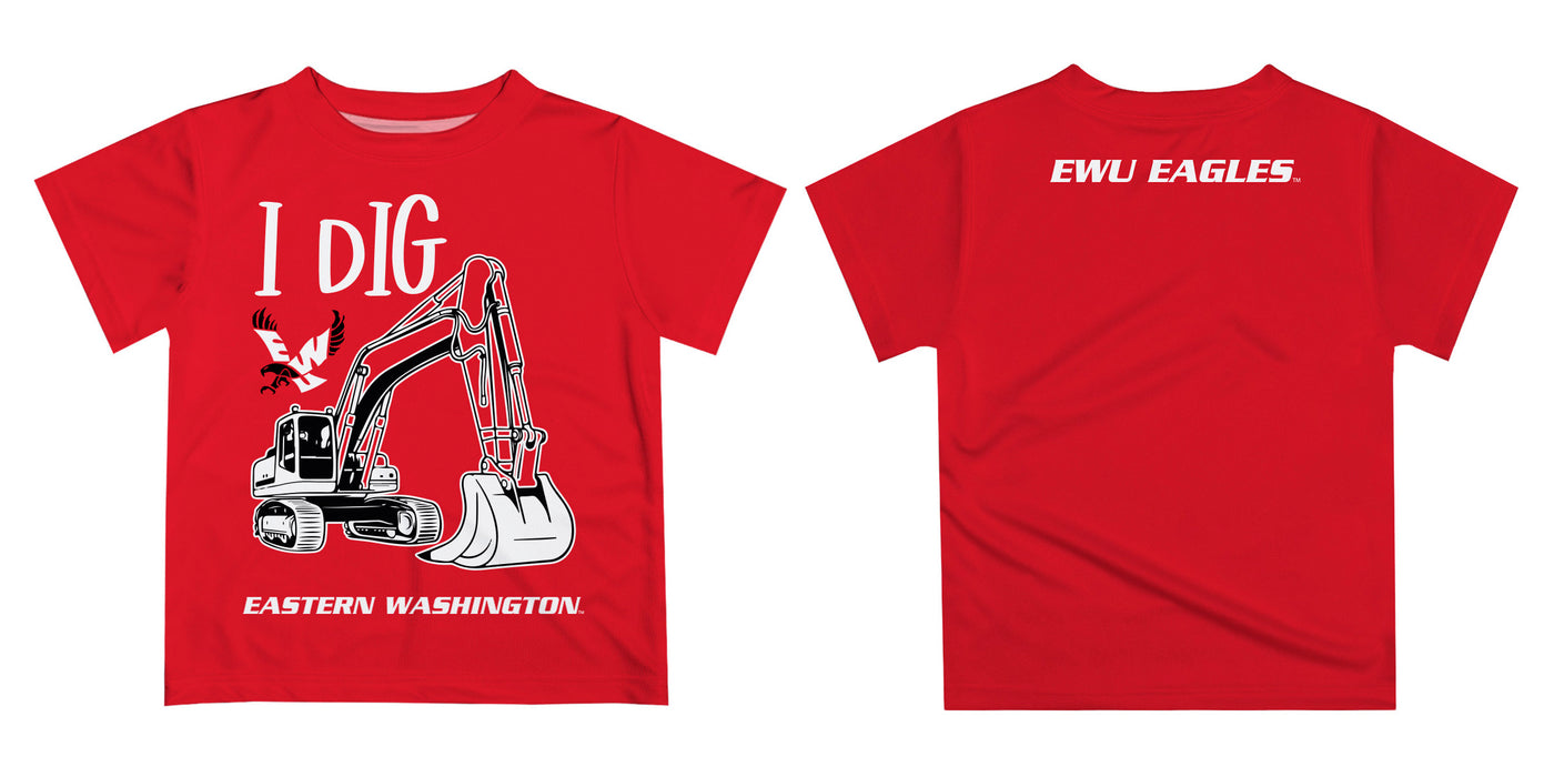 Eastern Washington University Eagles EWU Vive La Fete Excavator Boys Game Day Red Short Sleeve Tee - Vive La Fête - Online Apparel Store