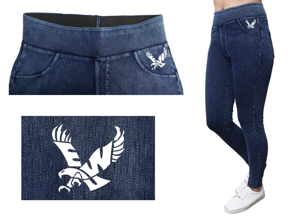 Eastern Washington University Eagles EWU Vive La Fete Game Day Collegiate Logo on Fake Pocket Women Red Jeggings