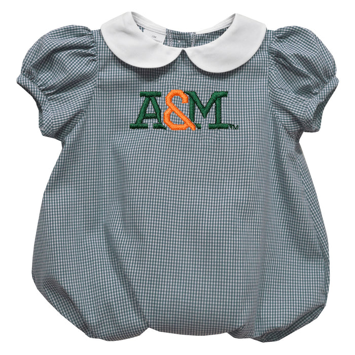 Florida A&M University Rattlers Embroidered Hunter Green Girls Baby Bubble Short Sleeve