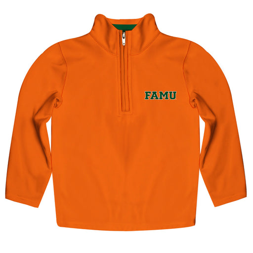 Florida A&M University Rattlers Vive La Fete Game Day Solid Orange Quarter Zip Pullover Sleeves