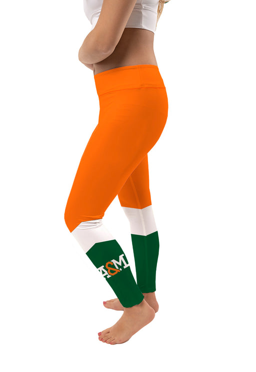 Florida A&M Rattlers Vive La Fete Game Day Collegiate Ankle Color Block Women Orange Green Yoga Leggings - Vive La Fête - Online Apparel Store