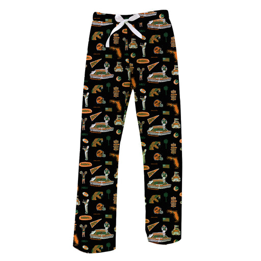 Florida A&M University Rattlers Repeat Print Hand Sketched Vive La Fete Impressions Artwork Womens Black Lounge Pants