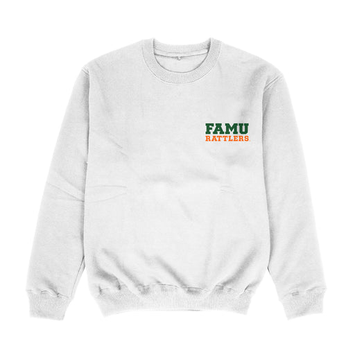 Florida A&M University Rattlers Hand Sketched Vive La Fete Impressions Artwork Womens  White Crewneck Sweatshirt