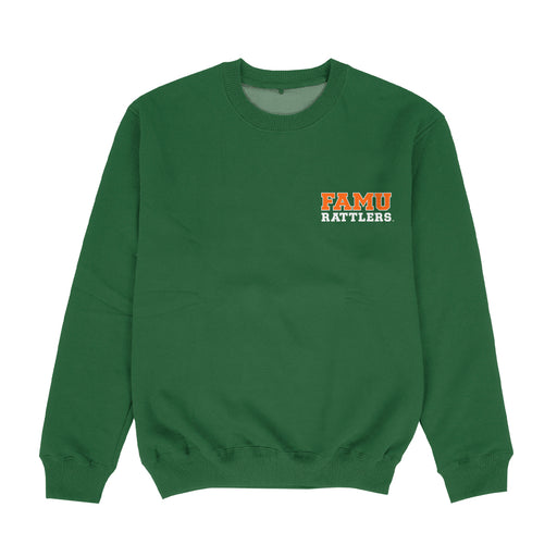 Florida A&M University Rattlers Hand Sketched Vive La Fete Impressions Artwork Womens  Green Crewneck Sweatshirt