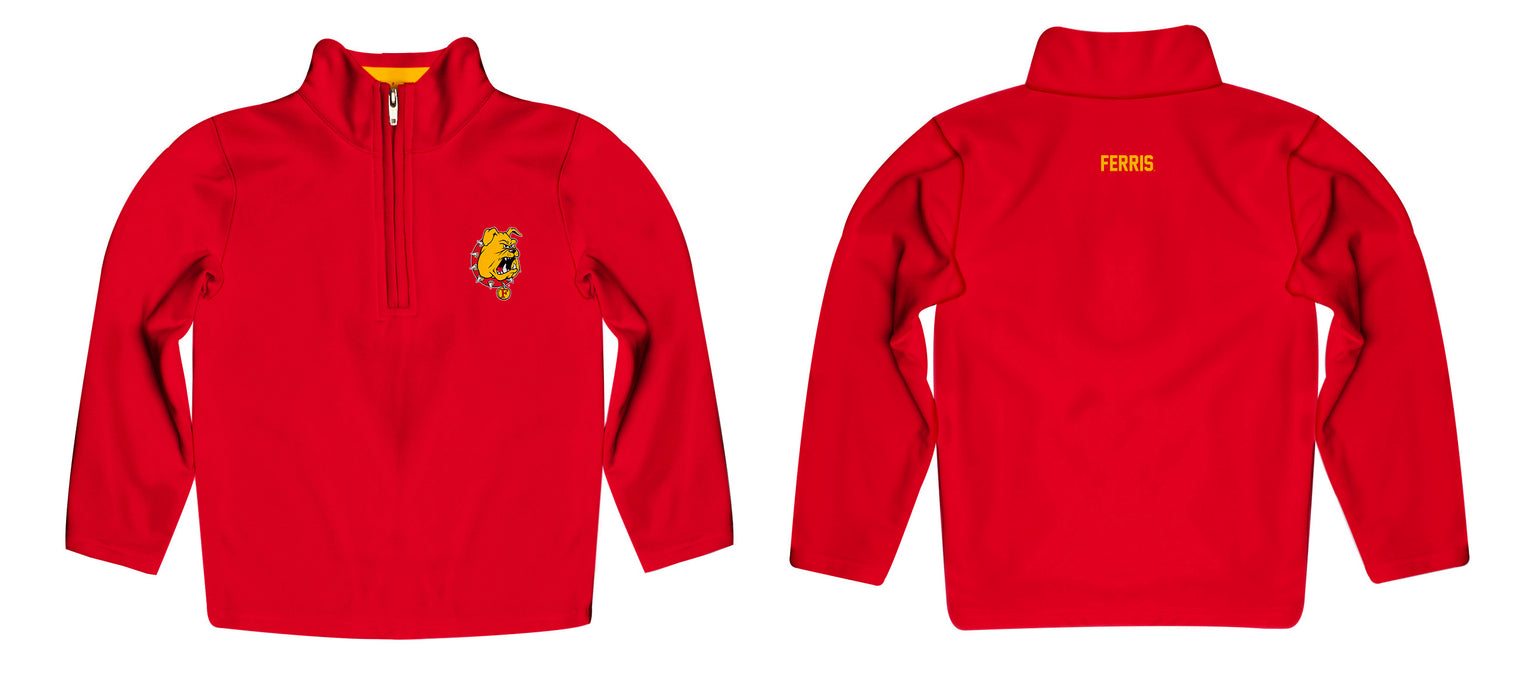 Ferris State Bulldogs Vive La Fete Logo and Mascot Name Womens Red Quarter Zip Pullover - Vive La Fête - Online Apparel Store