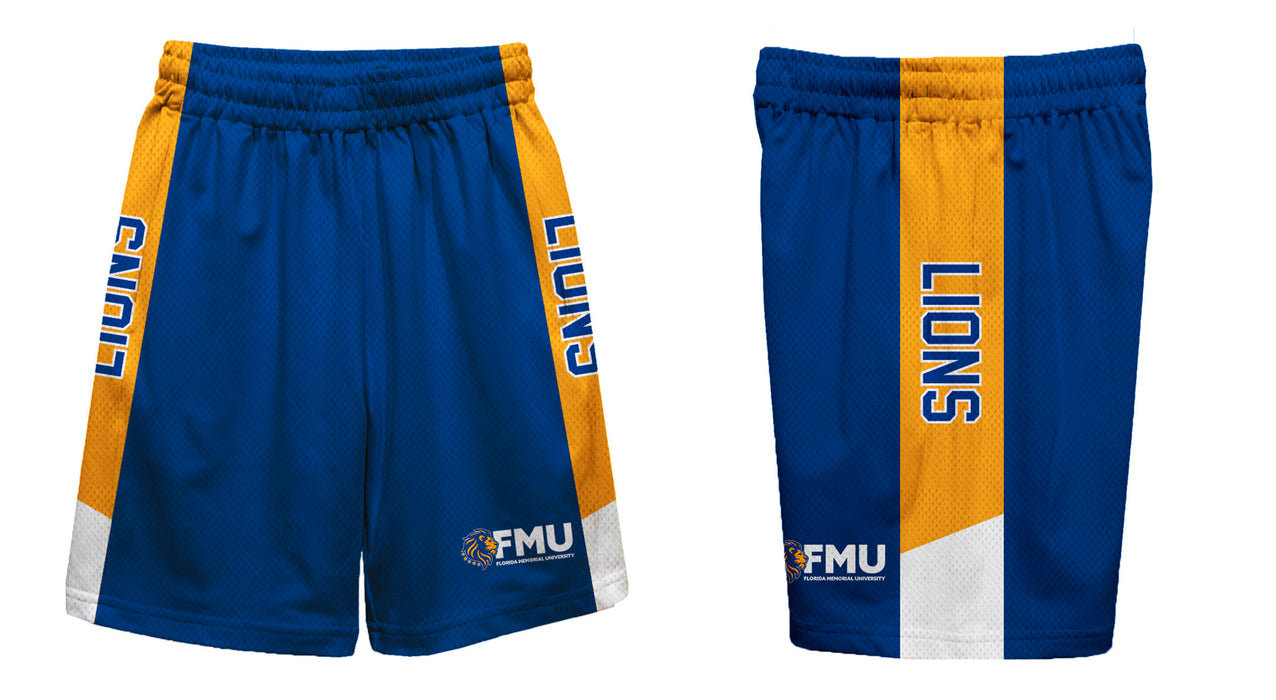 Florida Memorial Lions Vive La Fete Game Day Blue Stripes Boys Solid Orange Athletic Mesh Short - Vive La Fête - Online Apparel Store