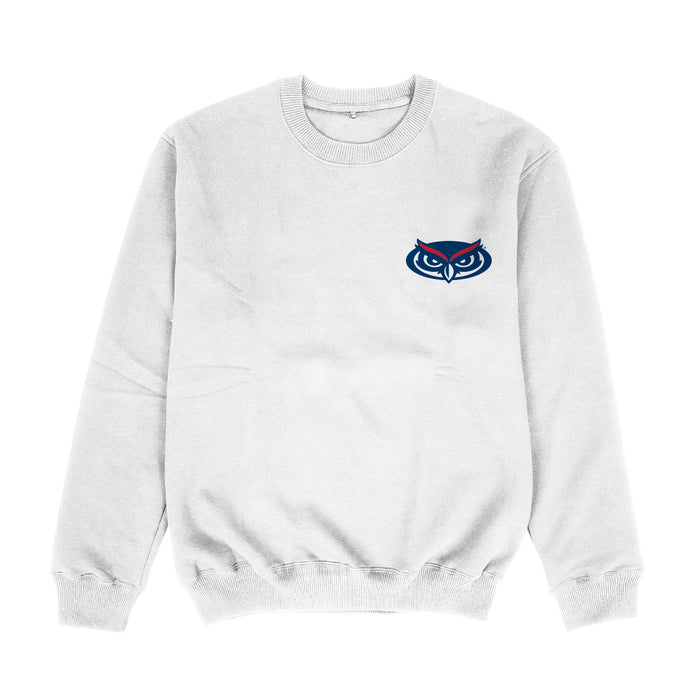 Florida Atlantic Owls Hand Sketched Vive La Fete Impressions Artwork Womens  White Crewneck Sweatshirt