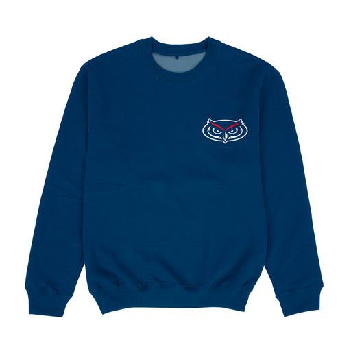 Florida Atlantic Owls Hand Sketched Vive La Fete Impressions Artwork Womens  Blue Crewneck Sweatshirt