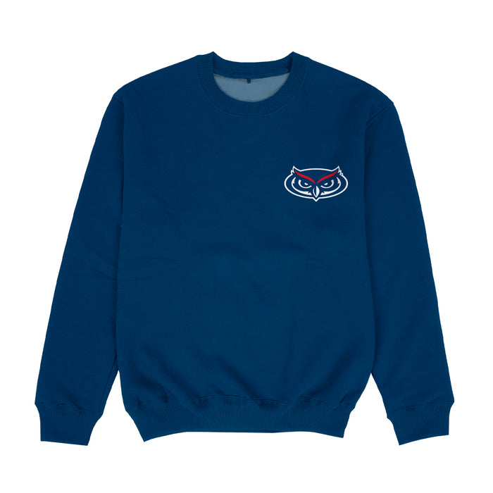 Florida Atlantic Owls Hand Sketched Vive La Fete Impressions Artwork Womens  Blue Crewneck Sweatshirt