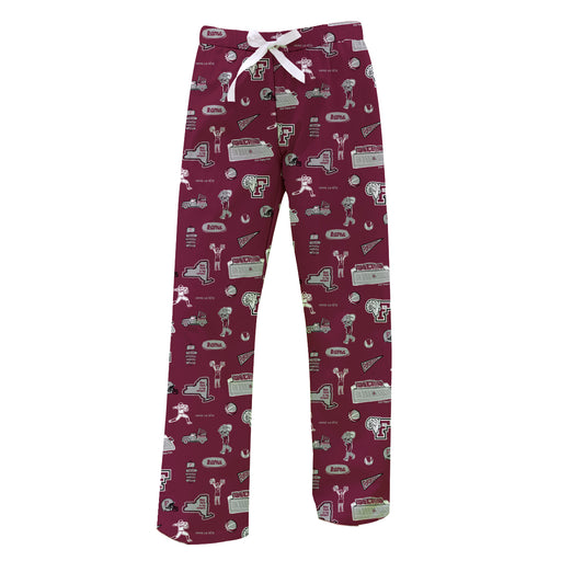 Fordham Rams Repeat Print Hand Sketched Vive La Fete Impressions Artwork Womens  Maroon  Lounge Pants