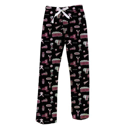 Fordham Rams Repeat Print Hand Sketched Vive La Fete Impressions Artwork Womens  Black  Lounge Pants